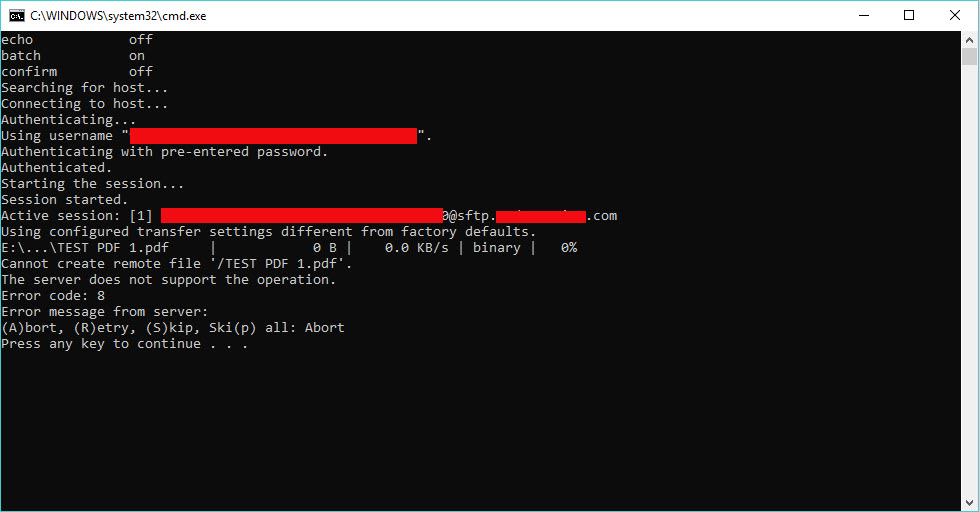 WINSCP Batch file error pushing file to SFTP Support Forum WinSCP